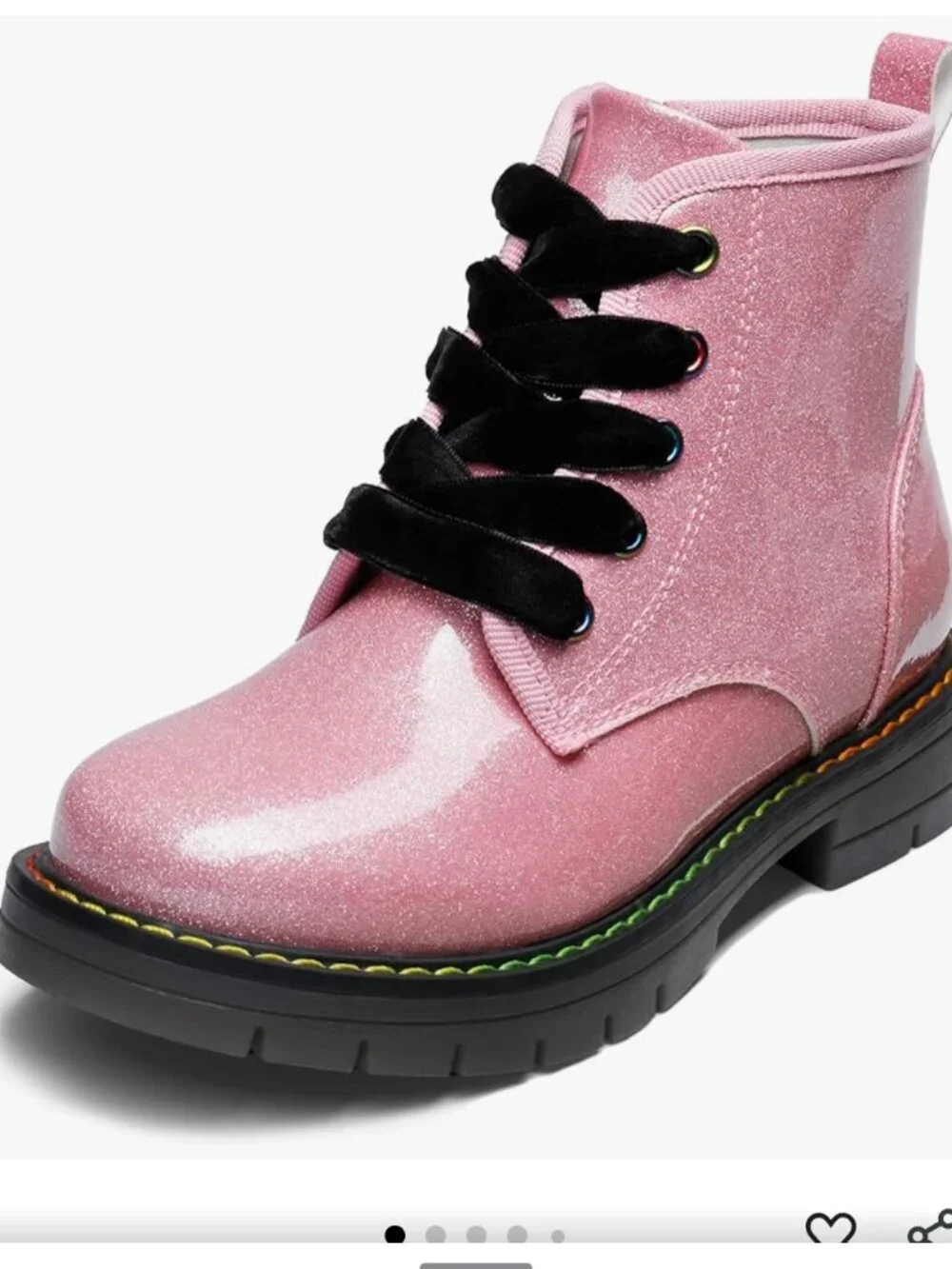 NWB DREAM PAIRS Girls Combat Pink glitter Ankle Boots Shoes size 2